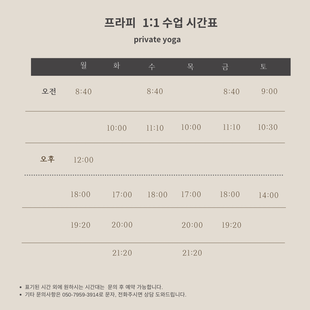 프라피 1:1 시간표